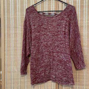 Bella D Women's‎ Red Sweater Size Small Back Straps Dolman Sleeve Light Layering